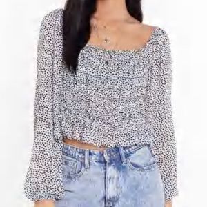 Nasty Gal “Hearts” Square Neck Top Size 8